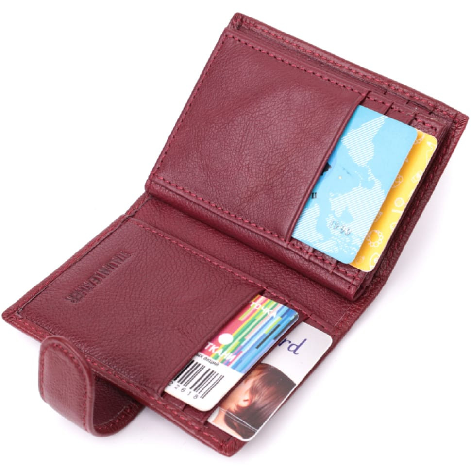 Практичная визитница из натуральной кожи ST Leather 22468 Бордовый