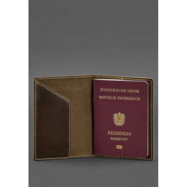 Leather passport cover with Austrian coat of arms dark brown Crazy Horse