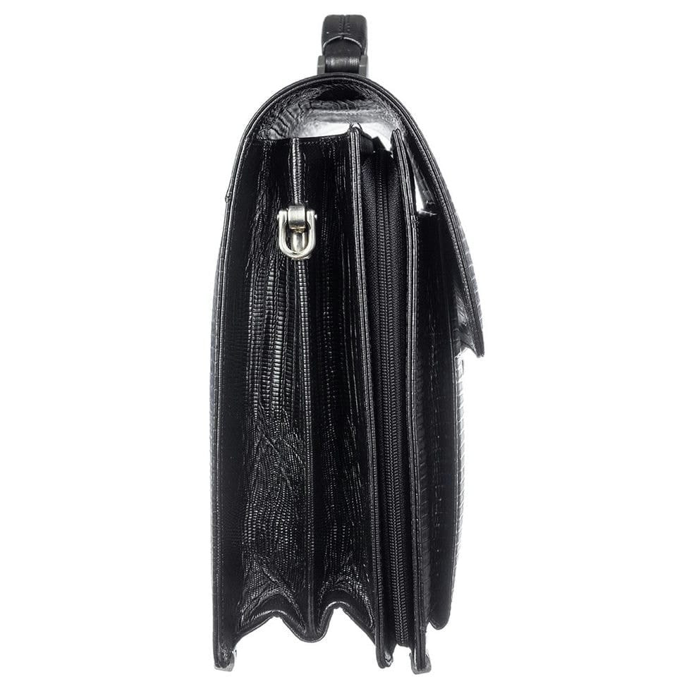 Шкіряний портфель Desisan 217-143 чорний лазер