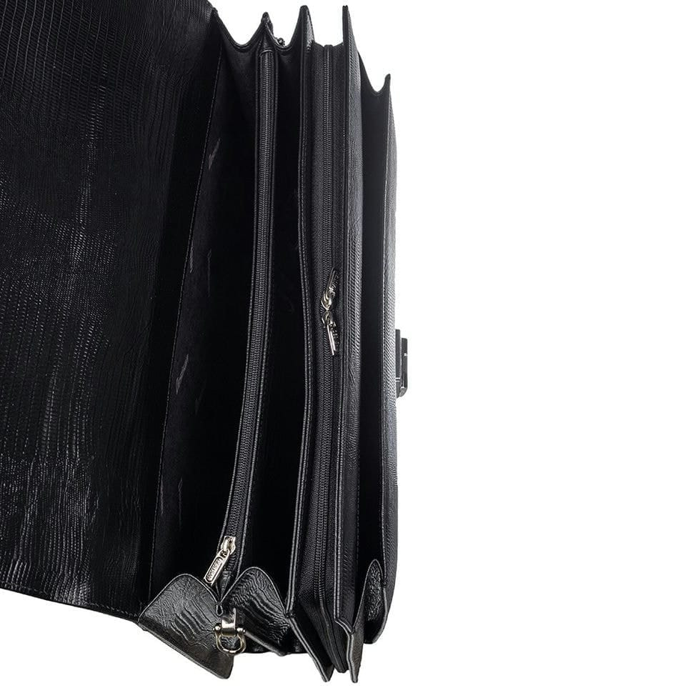 Шкіряний портфель Desisan 217-143 чорний лазер