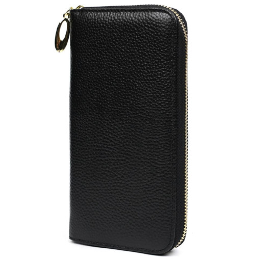 Шкіряний жіночий гаманець на блискавці чорний Firenze 77960-2