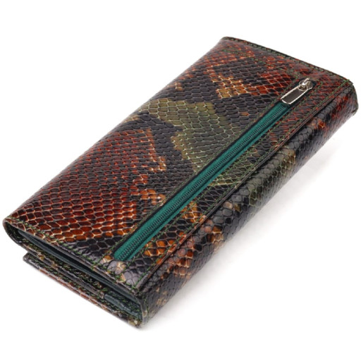 Горизонтальний жіночий гаманець з натуральної шкіри з тисненням під змію CANPELLINI 21648