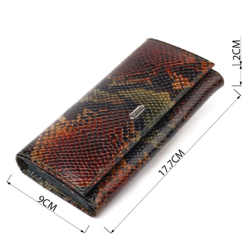Горизонтальний жіночий гаманець з натуральної шкіри з тисненням під змію CANPELLINI 21648