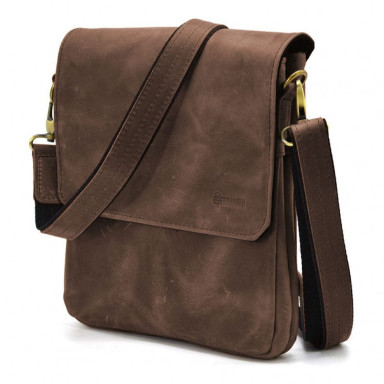 Men's shoulder bag RC-0022-4lx TARWA with 2 compartments leather brown