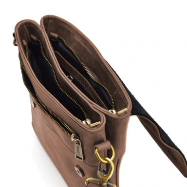 Men's shoulder bag RC-0022-4lx TARWA with 2 compartments leather brown