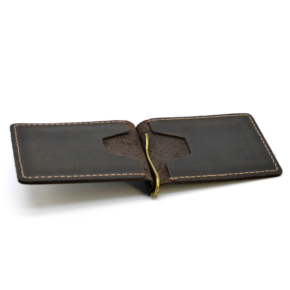 Затискач для грошей шкіряний темно-коричневий RC-hold-001 TARWA