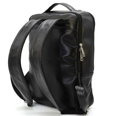 Mens leather backpack black TARWA GA-7287-3md with two compartments