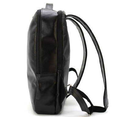 Mens leather backpack black TARWA GA-7287-3md with two compartments