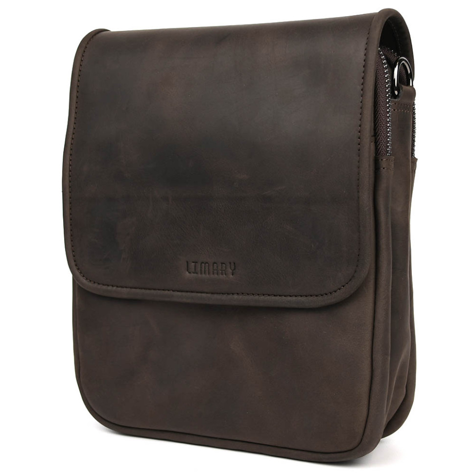 Чоловіча сумка через плече на три відділення месенджер Limary Lim-015RC крейзі хорс