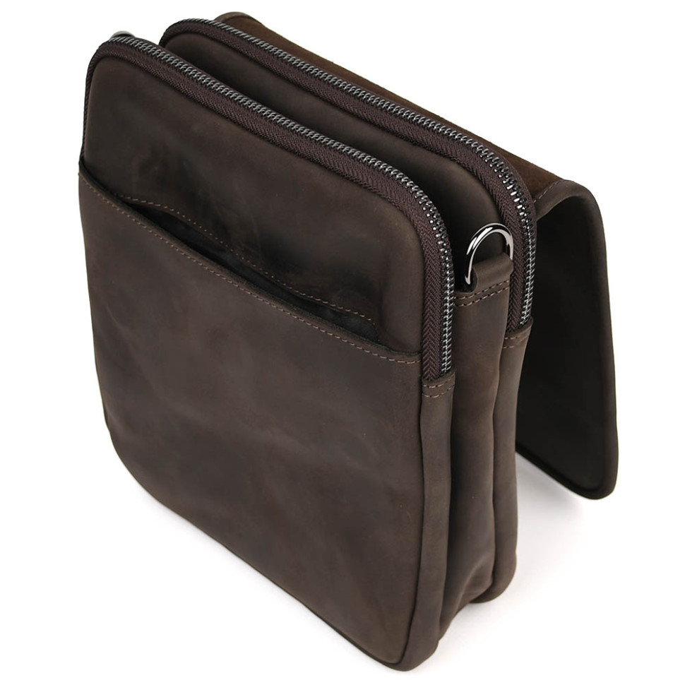 Чоловіча сумка через плече на три відділення месенджер Limary Lim-015RC крейзі хорс