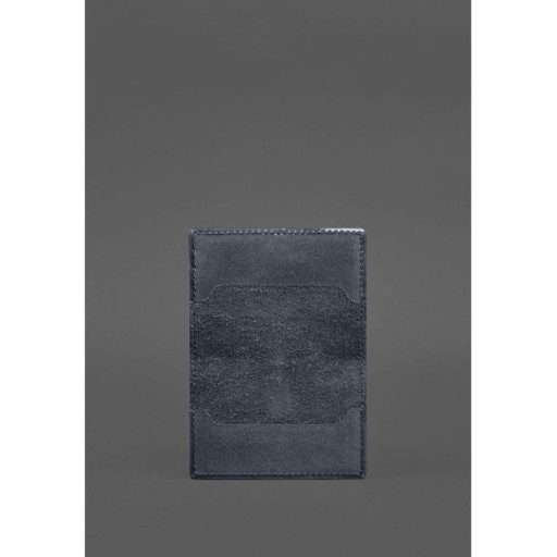 Шкіряна обкладинка для пенсійного посвідчення темно-синя