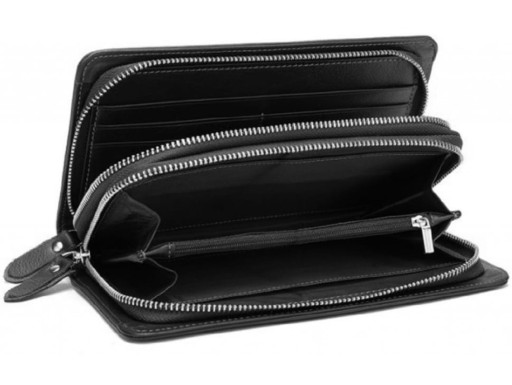 Чоловічий клатч шкіряний bx9069A-2 у чорному кольорі на два відділення