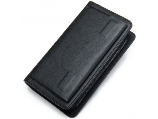 Чоловічий клатч шкіряний bx9069A-2 у чорному кольорі на два відділення