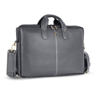 13 Hammonds Flycatcher LB106 Grey Leather Laptop Bag