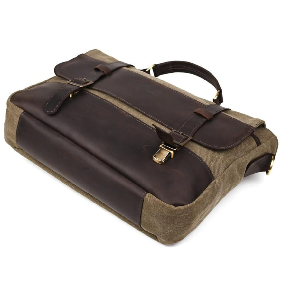 Чоловічий портфель з канвасу та шкіри наппа TARWA RCH-3920-3md