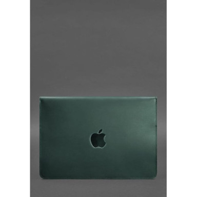 Кожаный чехол-конверт на магнитах для MacBook 14 Зеленый Crazy Horse
