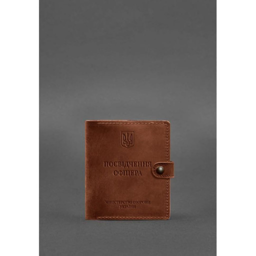 Шкіряна обкладинка-портмоне для посвідчення офіцера 11.0 світло-коричнева Crazy Horse