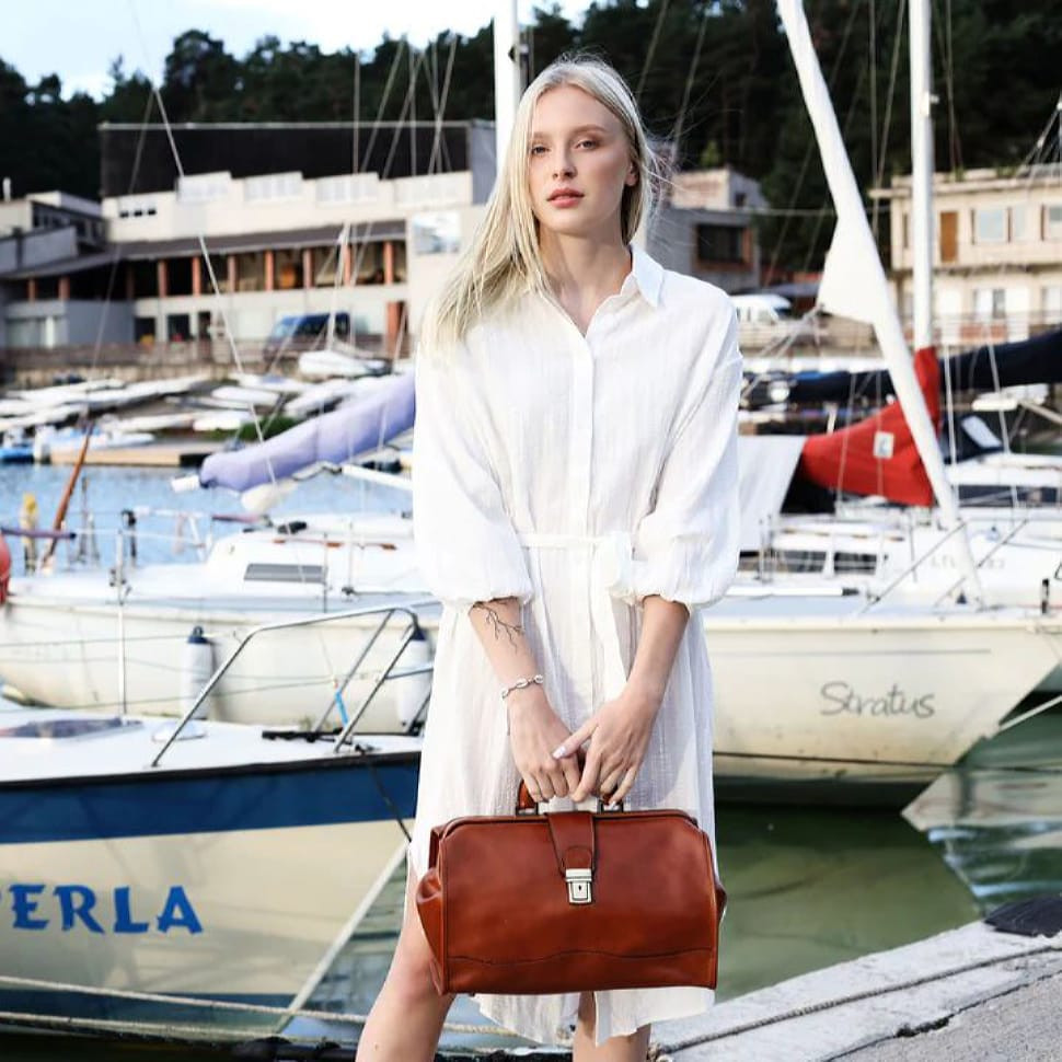 Невеликий шкіряний саквояж - David Copperfield - коньячний Time Resistance 5211901