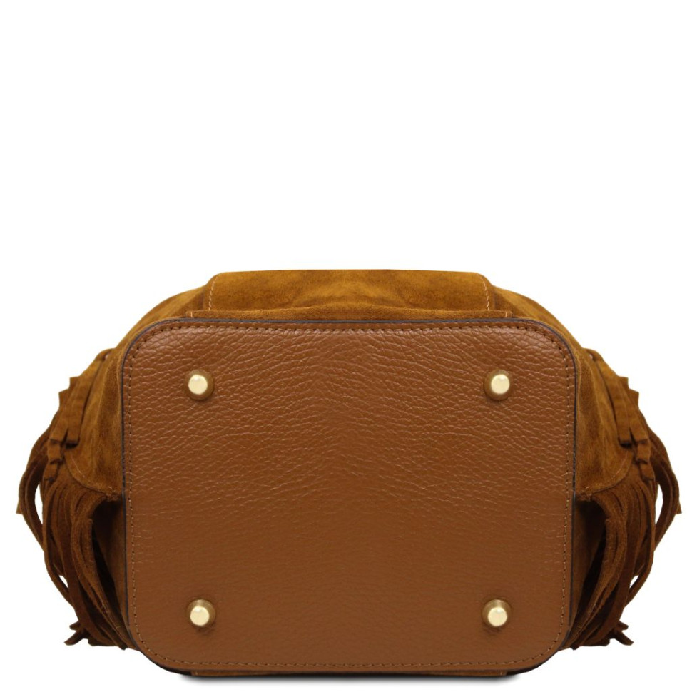 Nomade Suede leather fringe bucket bag
