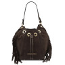 Nomade Suede leather fringe bucket bag