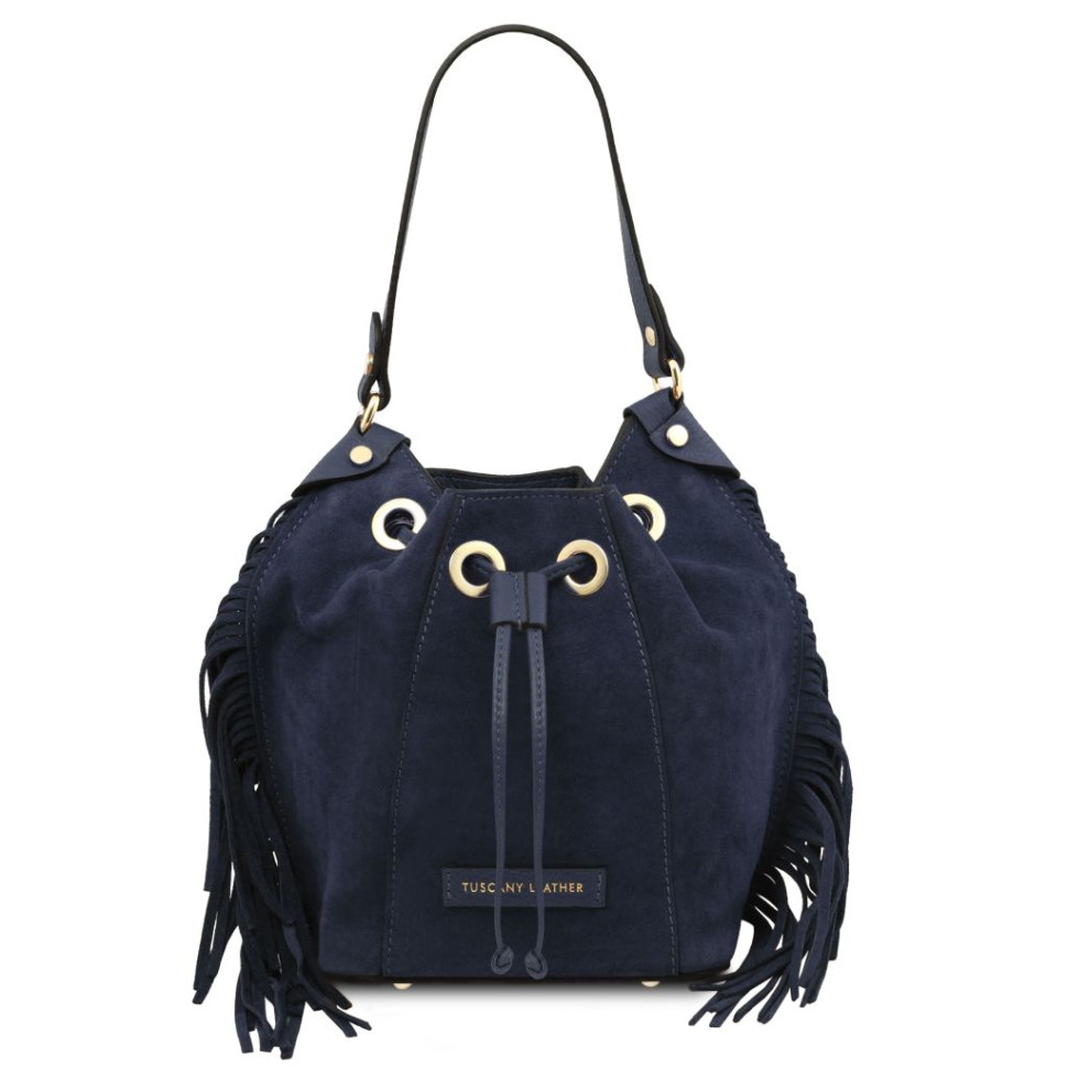 Nomade Suede leather fringe bucket bag