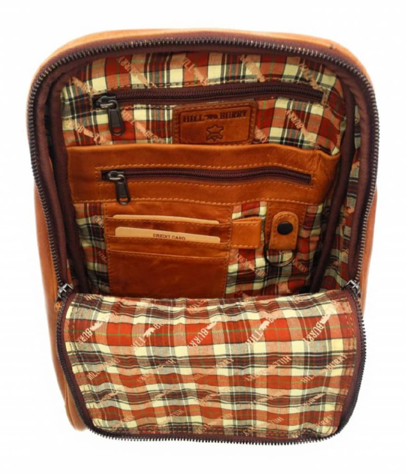 Шкіряний рюкзак червоного кольору HILL BURRY HB2399R