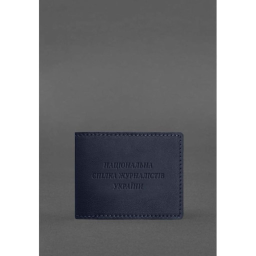 Шкіряна обкладинка для посвідчення журналіста темно-синя