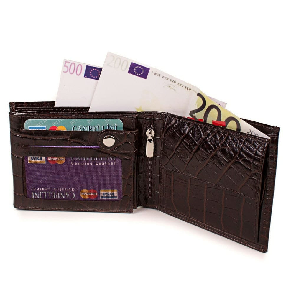 Шкіряне портмоне CANPEL 1042-11 коричневий кроко