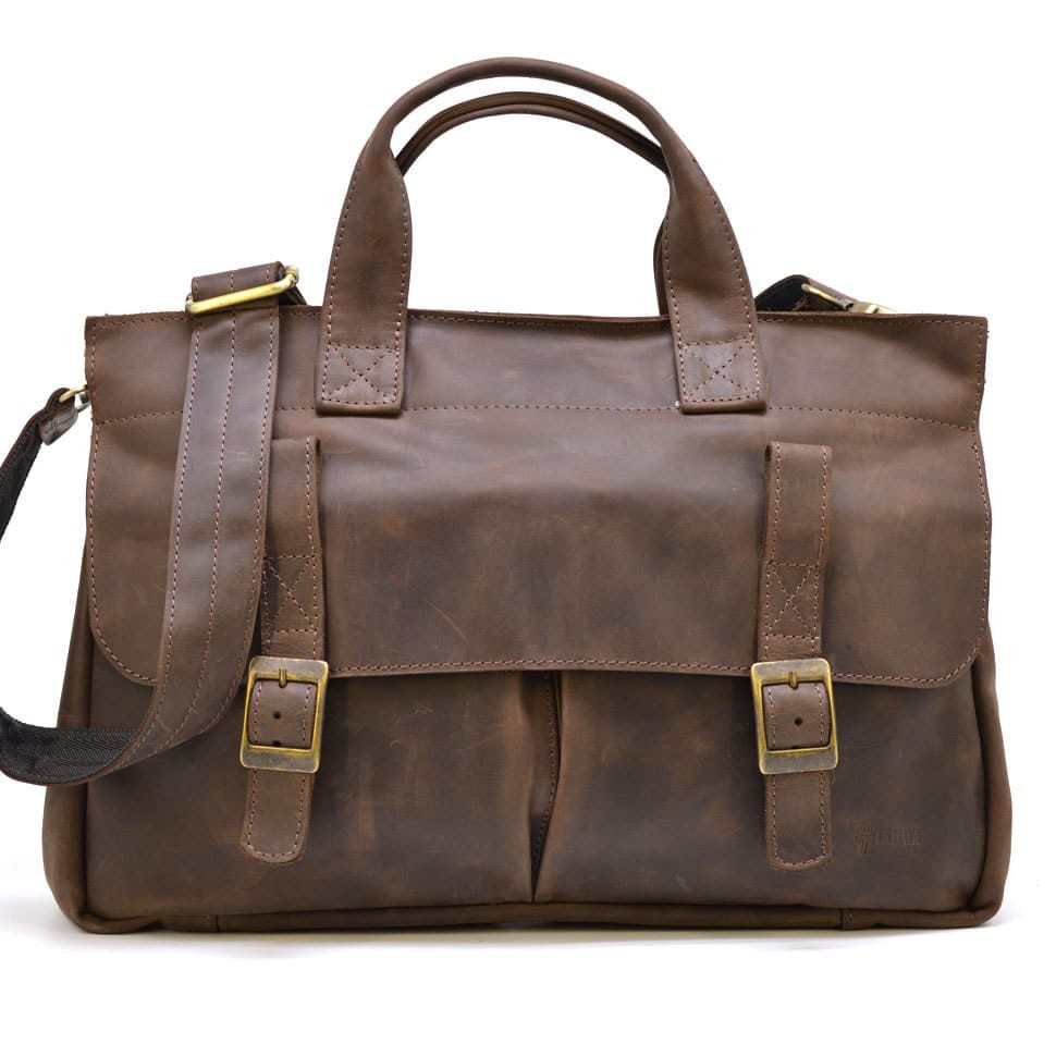Men's bag briefcase for laptop made of crazy horse leather RC-7107-1md TARWA