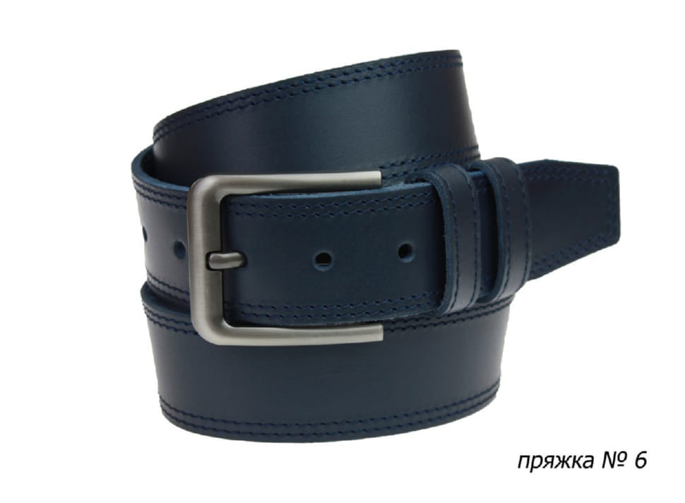 Ремінь шкіряний джинсовий подвійна строчка SULLIVAN 112-81 (8) 115-150 см синій