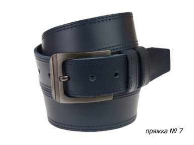 Ремень кожаный джинсовый двойная строчка SULLIVAN  112-81(8) 115-150 см синий
