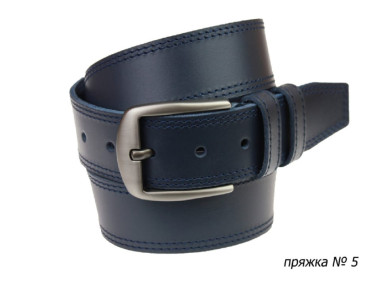Ремень кожаный джинсовый двойная строчка SULLIVAN  112-81(8) 115-150 см синий