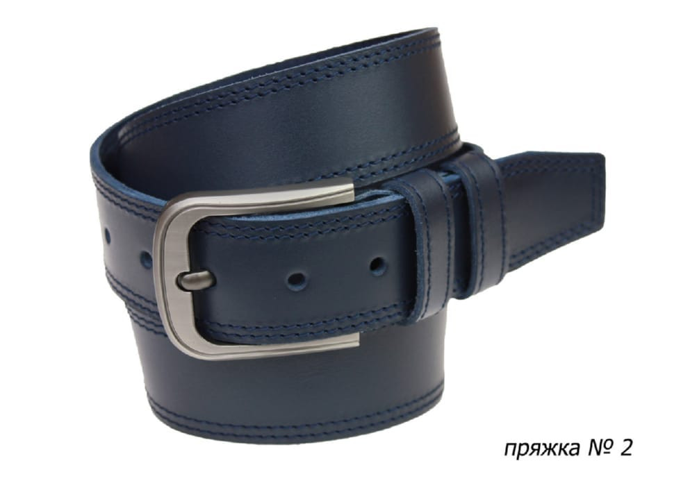 Ремінь шкіряний джинсовий подвійна строчка SULLIVAN 112-81 (8) 115-150 см синій