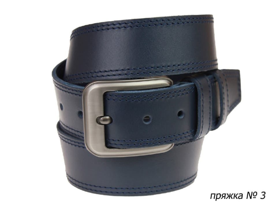 Ремінь шкіряний джинсовий подвійна строчка SULLIVAN 112-81 (8) 115-150 см синій
