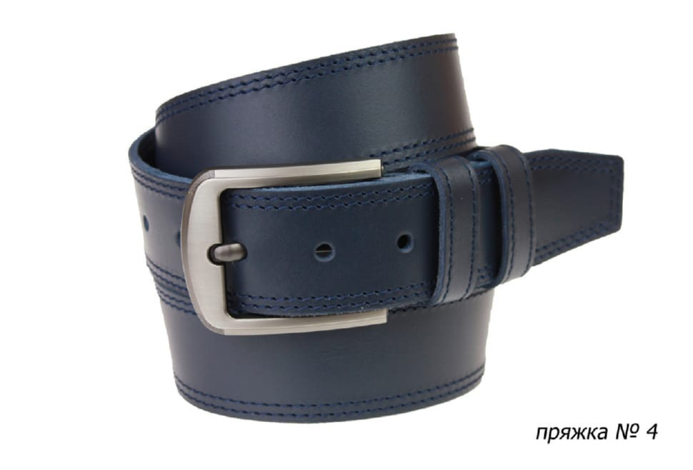 Ремінь шкіряний джинсовий подвійна строчка SULLIVAN 112-81 (8) 115-150 см синій