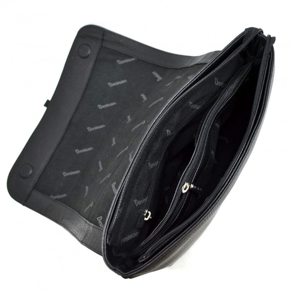 Барсетка м'яка шкіряна DESISAN 341-011 чорний флотар