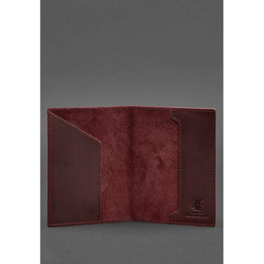 Leather passport cover with Austrian coat of arms burgundy Crazy Horse