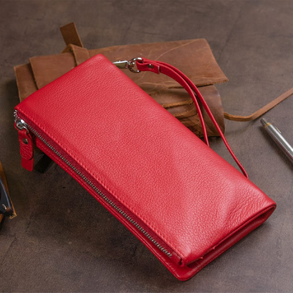 Кошелек-клатч из кожи с карманом для мобильного ST Leather 19315 Красный