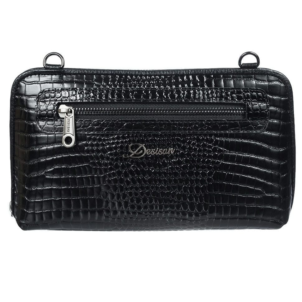 Сумка жіноча шкіра Desisan 2012-633 чорний кроко лак