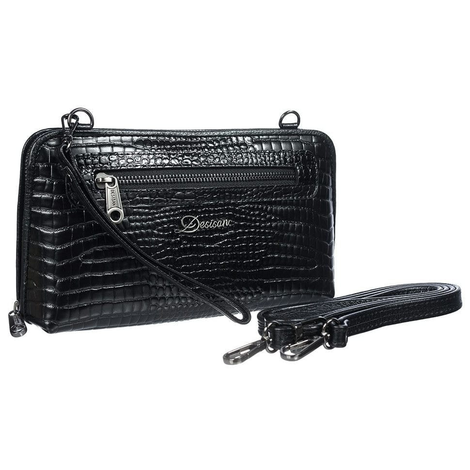Сумка жіноча шкіра Desisan 2012-633 чорний кроко лак