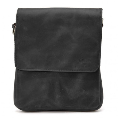 Mens shoulder bag RA-0022-4lx TARWA with 2 compartments leather black