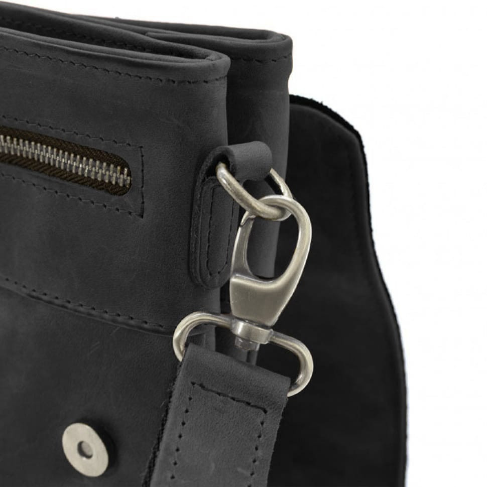 Чоловіча сумка через плече RA-0022-4lx TARWA на 2 відділення шкіра чорна