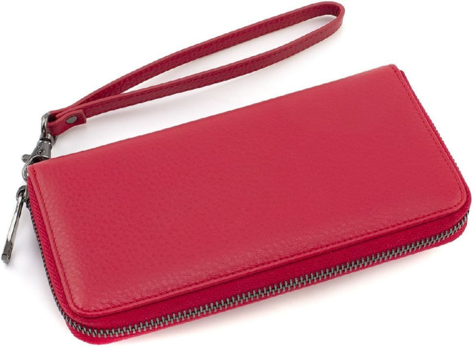 Red Women`s Zip Purse Made of Calfskin Marco Coverna W004 Red