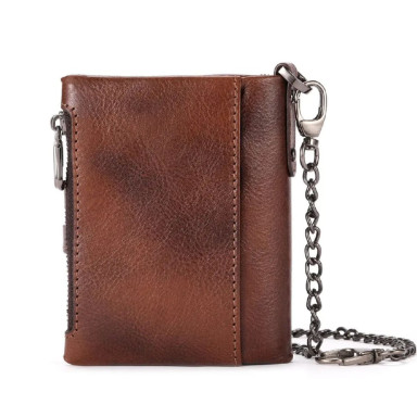 Mens folding wallet cognac with chain TW230B Bull