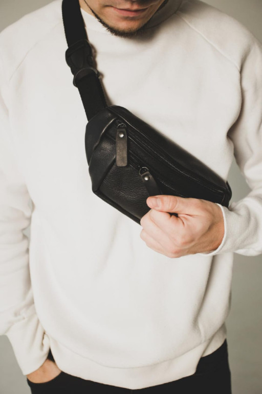 Сумка на пояс з натуральної шкіри флотар SL005 (чорна)