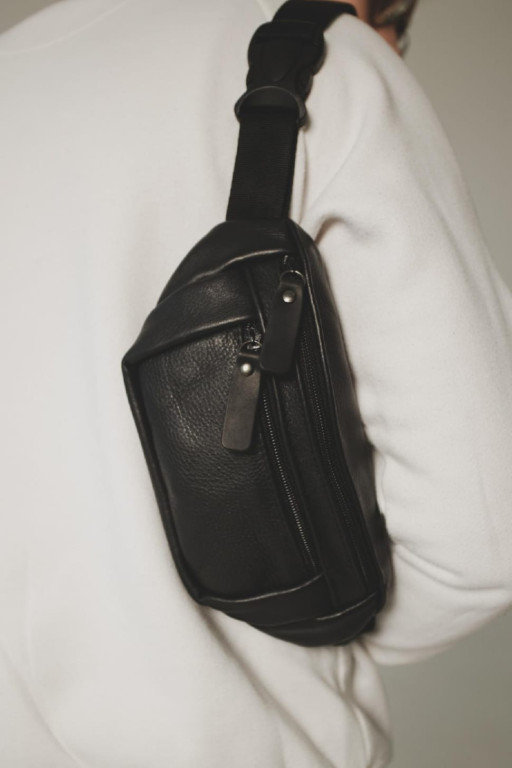 Сумка на пояс з натуральної шкіри флотар SL005 (чорна)