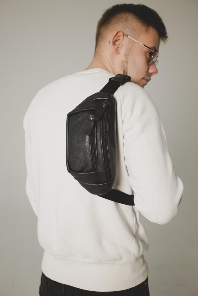 Сумка на пояс з натуральної шкіри флотар SL005 (чорна)