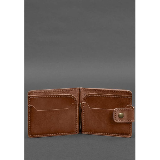 Шкіряне портмоне 13.1 затискач з хлястиком світло-коричневе Crazy Horse