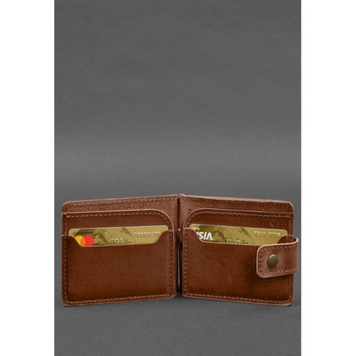Шкіряне портмоне 13.1 затискач з хлястиком світло-коричневе Crazy Horse