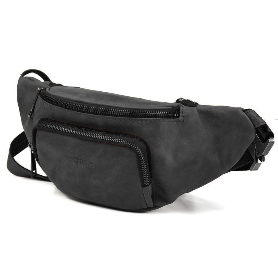 Стильна сумка на пояс бренду TARWA RA-3079-3md у чорному crazy horse